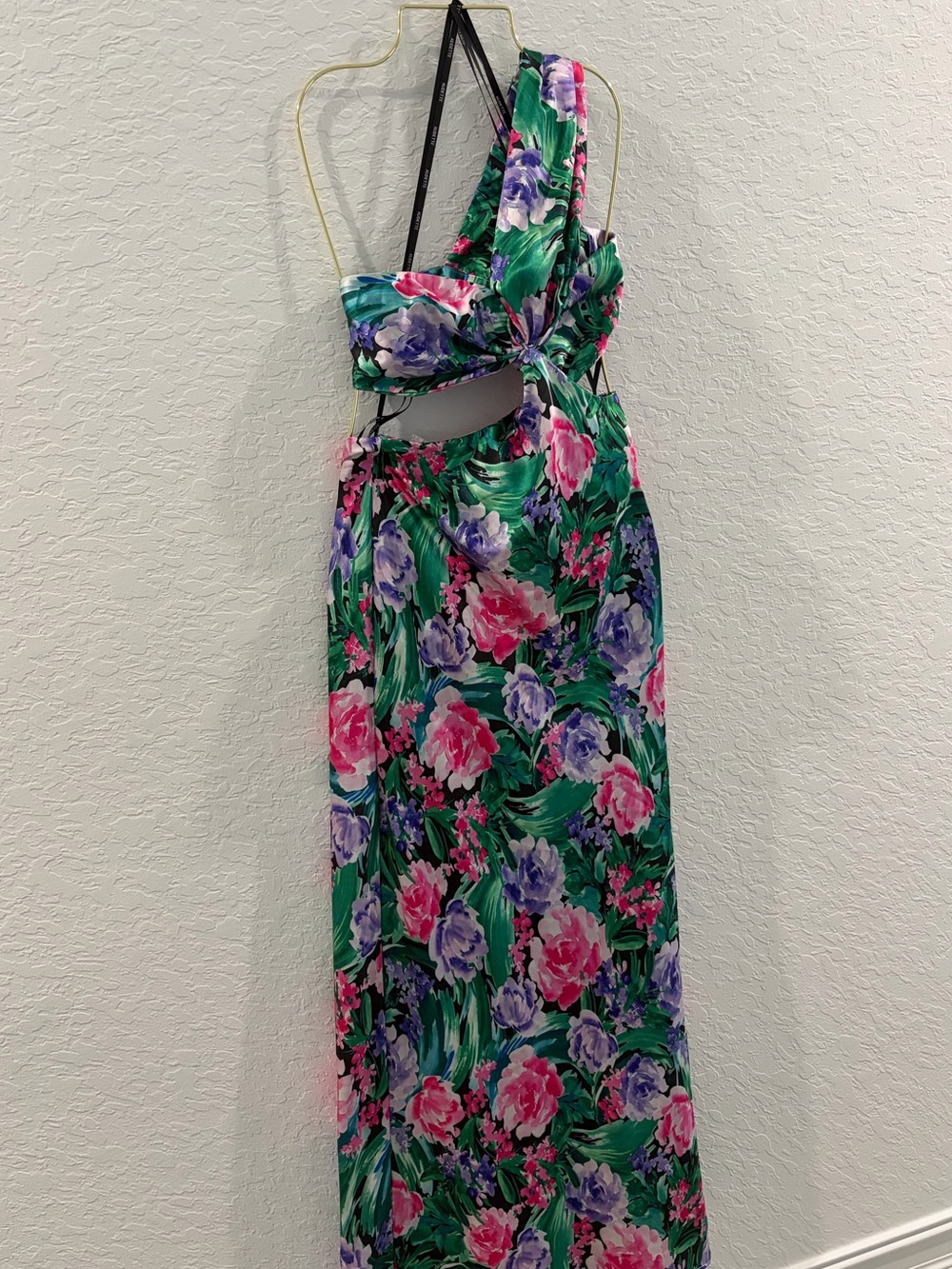 Revolve Floral One-Shoulder Cutout Maxi Dress - Green Floral XS